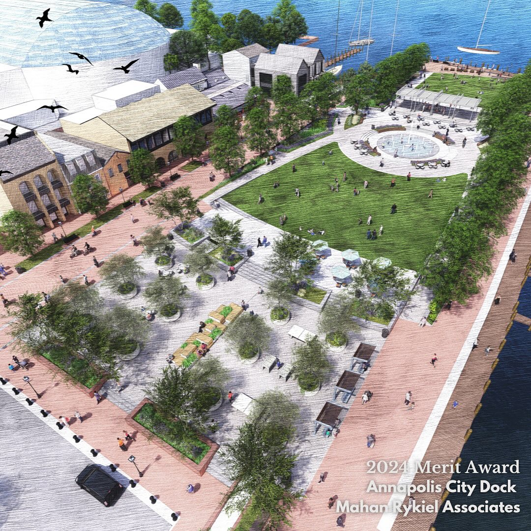 🌿 Designed to protect the past—and prepare for the future 🌿

At the heart of historic Annapolis, this project designed by Mahan Rykiel Associates, reimagined waterfront responds to sea-level rise while honoring its deep maritime legacy. 

Resilient design meets community space with:
➕ Elevated promenades
➕ Interactive fountains & flexible plazas
➕ Climate-smart planting
➕ Self-activating flood barriers

By blending engineering with ecology, the new City Dock strengthens downtown’s resilience and reconnects people to the Chesapeake Bay.

💬 How are you integrating climate resilience into your public space designs? Drop your thoughts below! 👇

Learn more about the project on our Reels page.

See how this award-winning project is reshaping workplace landscapes. Full story in our latest publication—link in bio!

2024 Merit Award
General Design - Unbuilt
Annapolis City Dock
@mahan_rykiel 

#thisislandscapearchitecture
#climateresilience #waterfrontdesign 
#WLAM2025 @nationalasla