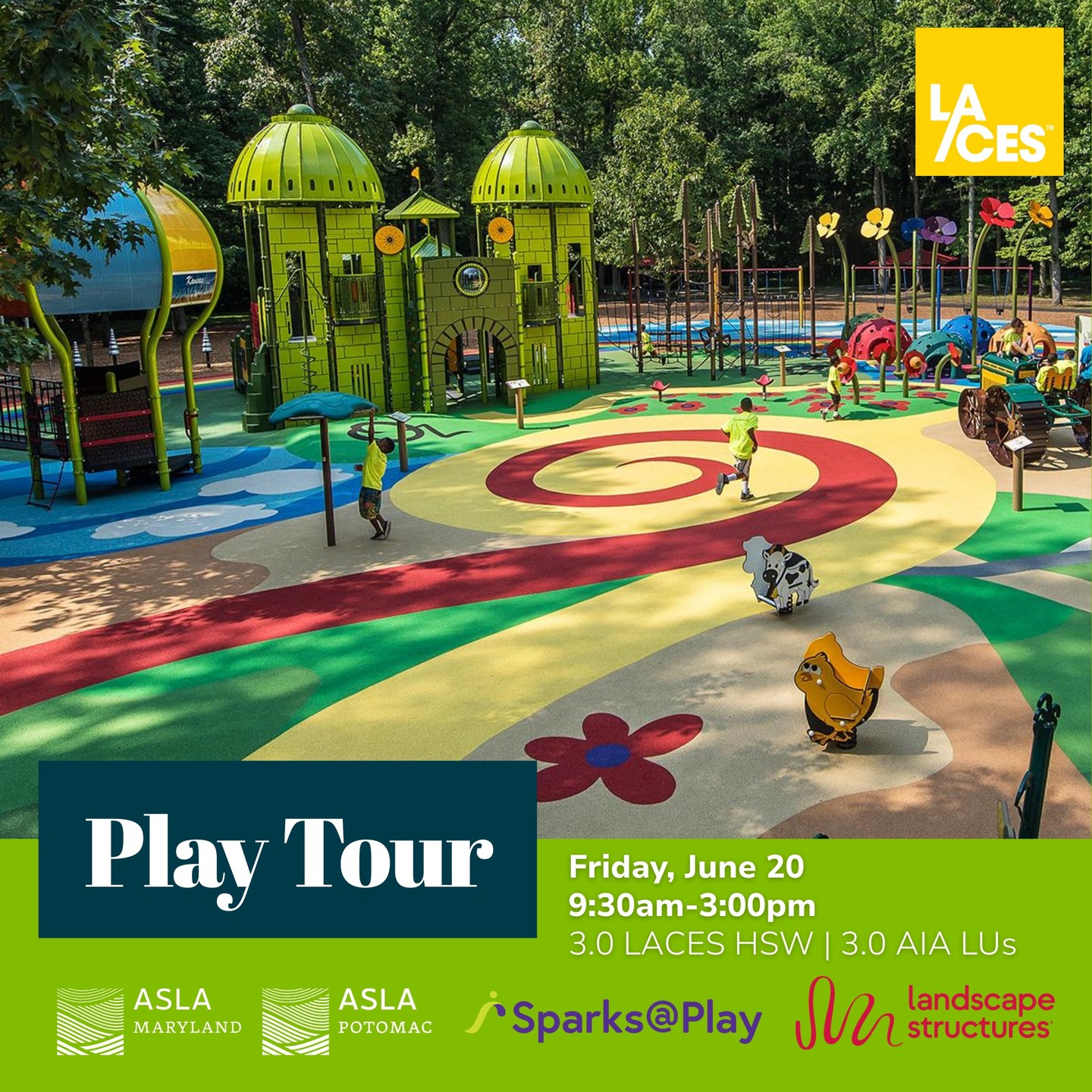 Join @sparksatplayplaygrounds @playlsi and @asla_md + @potomacasla for a full-day CEU event on innovation, equity, and multigenerational design in public play.

💡 3 playgrounds = 3 CEUs
🚌 Transportation included
🍽️ Boxed lunch, coffee, & ice cream

Spots are limited—register today at the link in our bio!

#PlayTour2025 #ASLAMaryland #ASLAPotomac #CEUevent #LandscapeArchitecture #ParksAndRec #InclusiveDesign #PlaygroundsForAll