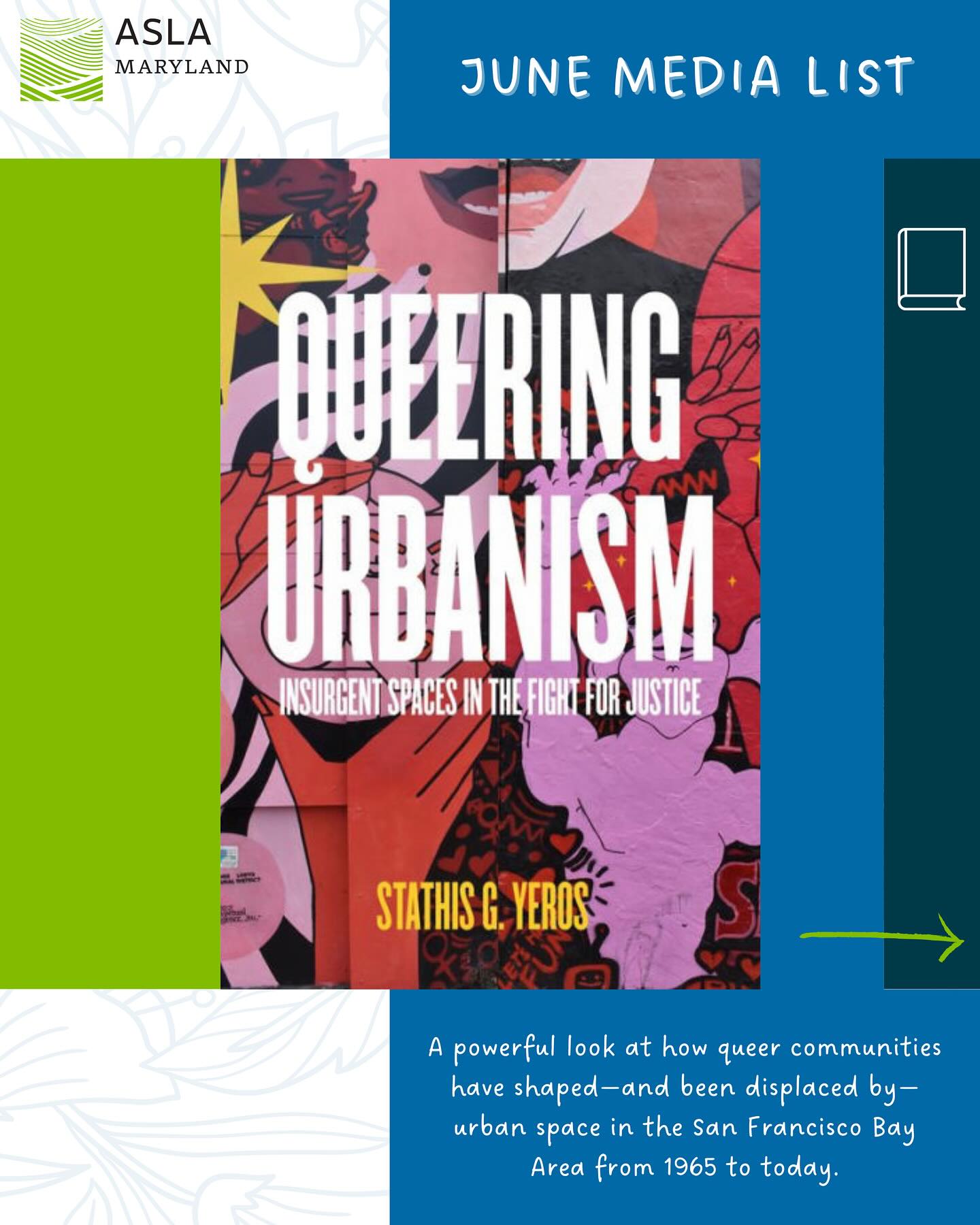 🌈 Celebrating Pride Through Queer Design 🏳️‍🌈

This Pride Month, the new MDASLA Diversity, Equity, and Inclusion (DEI) Committee is launching a media series highlighting design-related books, films, and stories during key moments of cultural awareness.

We begin with a reading list that explores the intersections of queerness, space, and design—offering both visual inspiration and deeper insight into the histories and futures of LGBTQ+ communities.

Stay tuned as we continue to share media that broadens our collective understanding of identity, place, and design.

#PrideMonth #QueerDesign #LGBTQHistory #LandscapeArchitecture #MDASLA #DEIinDesign