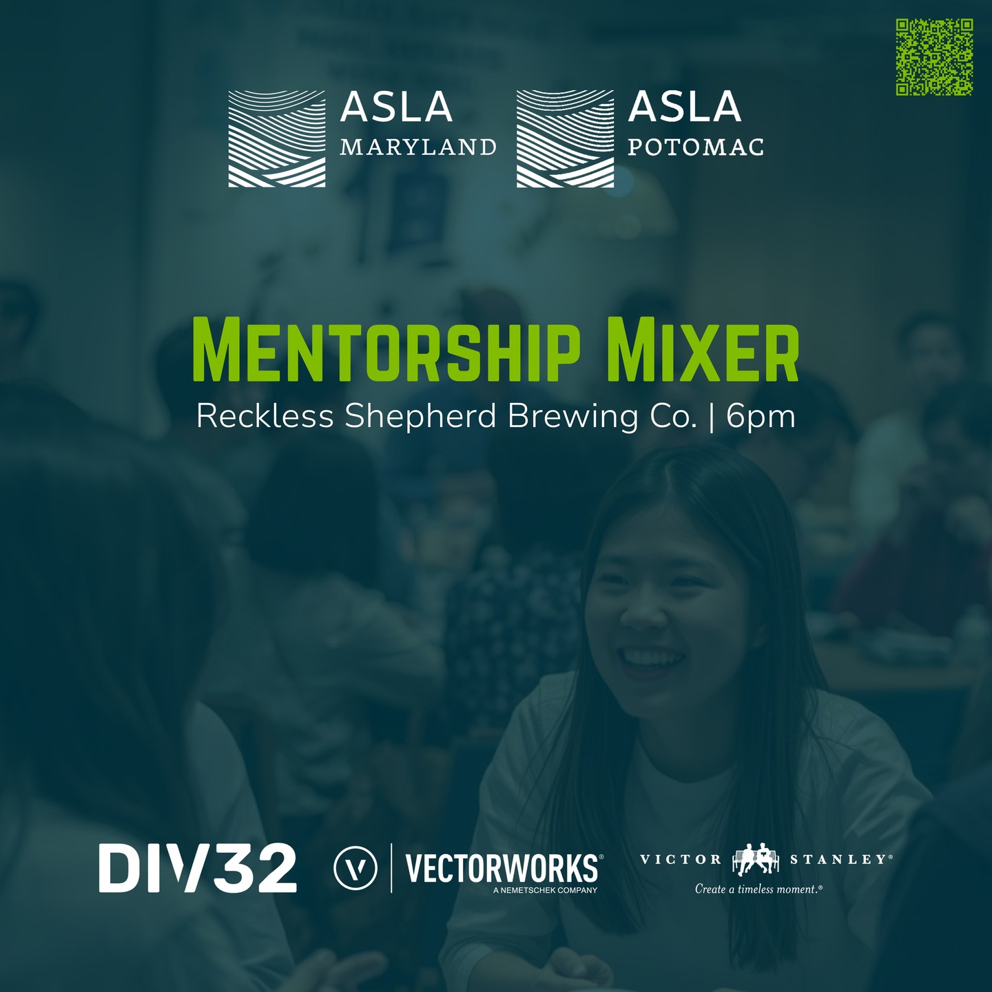 Join us on Thursday, April 30 for the Maryland-Potomac ASLA Mentorship Mixer as we wrap up the 2026 Mentorship Program, recognize this year’s MDASLA LARE Support Fund recipient, and bring together students, emerging professionals, and fellows for a night of meaningful connections.

Use the QR code or the link in @asla_md's bio to access the Eventbrite page where you can find more info and register for the event.

Thank you to our sponsors: @division.32, @vectorworks, @victorstanleyllc, @potomacasla, and @asla_md.
